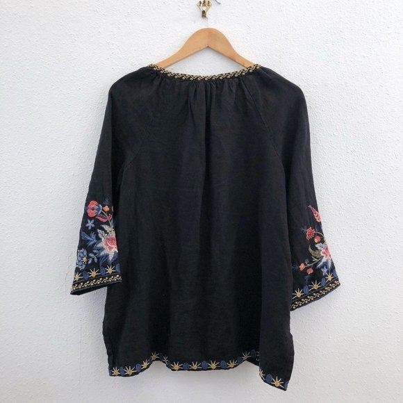 JOHNNY WAS Black Tiwa Peasant Blouse Medium - Picture 6 of 16